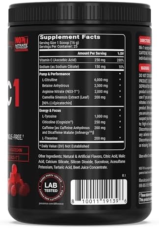 Pescience Prolific-1 Pre Workout Powder For Men & Women With L-Citrulline Nitric Oxide Booster Energy Powder & Nootropic For Focus â€“ Preworkout Without Beta Alanine â€“ 25 Scoops Red Razz Candy
