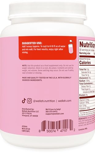 Wellah Clear Whey Protein Isolate Powder (Strawberry Pi A Colada) 30 Servings - 20G Of Protein 100 Calories Sweetened With Stevia