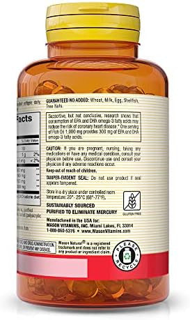 Mason Natural Omega3 Fish Oil 45Day Supply 1000Mg With Epa And Dha For Joint Support 90 Softgels (Pack Of 3)