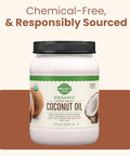 Wellsley Farms Organic Extra Virgin Coconut Oil - Unrefined, 100% Pure & Natural - Vegan, Non-GMO, Gluten-Free and Keto-Friendly Cooking Coconut Oil - Ideal for Skin Care & Hair Care - 54 oz (1 Pack)