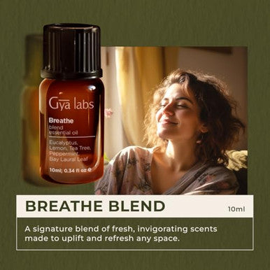 Gya Labs Breathe Essential Oil Blends - 100 Pure Natural Breathe Easy Essential Oils From Eucalyptus Peppermint And More For Humidifier Cleaner (0.34 Fl Oz)