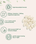 Micro Ingredients L-Theanine 200Mg With Magnesium Glycinate 400 Coconut Mct Oil Softgels 2-In-1 Amino Acid & Mineral Complex Gentle Care All Day & Night