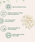 Micro Ingredients L-Theanine 200Mg With Magnesium Glycinate 400 Coconut Mct Oil Softgels 2-In-1 Amino Acid & Mineral Complex Gentle Care All Day & Night
