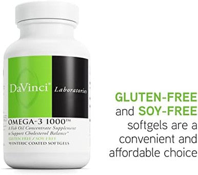 Davinci Labs Omega3 1000 Dietary Supplement To Maintain Already Normal Cholesterol Levels And Support Immune System Hair And Skin Gluten 90 Enteric Coated Softgels