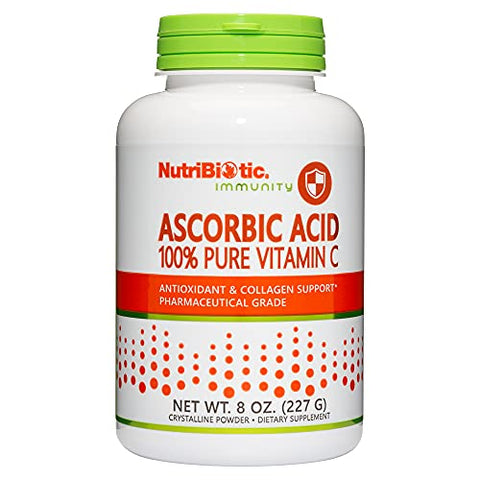 NutriBiotic Ascorbic Acid Vitamin C Powder Pharmaceutical Grade LAscorbic Acid 2000 Mg Per Serving Essential Immune and Antioxidant Collagen Support Supplement Vegan Gluten and GMO 8 Oz