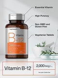 Horbaach B12 Vitamin 2000 mcg 200 Tablets Vegetarian Supplement NonGMO and Gluten Free