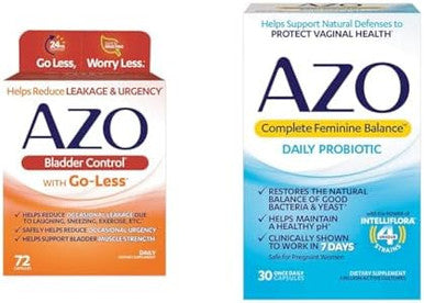 Azo Bladder Control With Goless Daily Supplement Helps Reduce Occasional Urgency & Complete Feminine Balance Daily Probiotics For Women