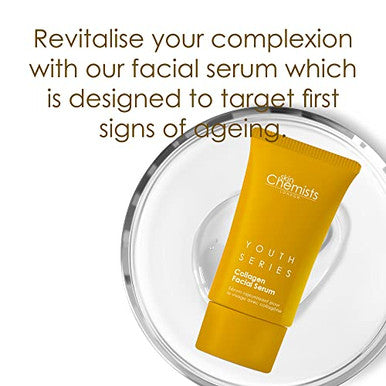 Skin Chemists Collagen Face Serum Anti Aging Collagen Serum For Face Reduces Wrinkles & Fine Lines Plant Based Formula With Marine Amino Acids 1 Fl Oz