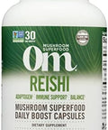 Om Mushroom Superfood Reishi Mushroom Capsules Superfood Supplement Adaptogen Stress & Immune Support Superfood Mushroom Supplement 30 Days 90 Capsules