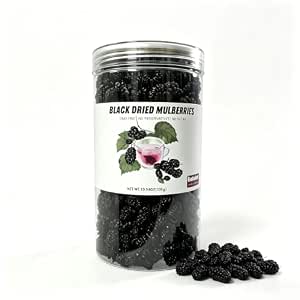 Organic Dried Black Mulberries, No Sugar Added Black Mulberry.