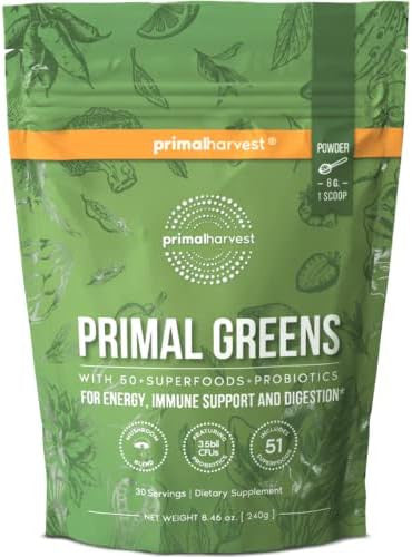 Primal Harvest Greens Powder & Primal Probiotics Supplements Bundle