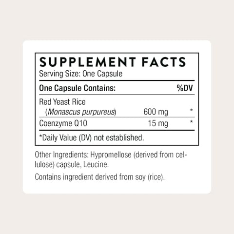 Thorne - Red Yeast Rice Coq10 - Supports Healthy Cholesterol Levels Already In A Normal Range & Heart Health - Added Antioxidant Support - Third-Party Certified - Gluten-Free 120 Capsules