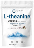 Micro Ingredients L-Theanine 200Mg With Magnesium Glycinate 400 Coconut Mct Oil Softgels 2-In-1 Amino Acid & Mineral Complex Gentle Care All Day & Night