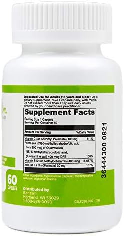 Barislim Iron Plus Capsules - Formulated For Patients After Weight Loss Surgery Including Gastric Bypass & Gastric Sleeve ÃƒÂ¢Ã¢â€šÂ¬Ã¢â‚¬Å“ Easy Digestion & Comprehensive Health Support 2 Month Supply (60 Servings)