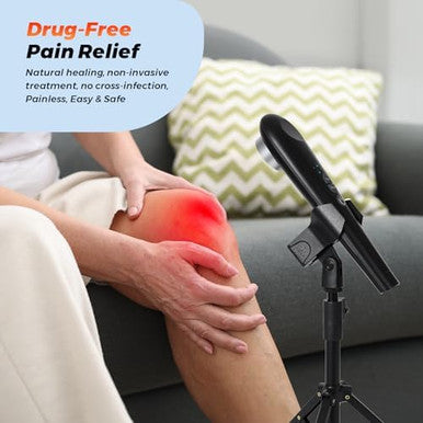 Figerm Cold Laser Therapy Device For Pain Relief Infrared Red Light Therapy Devices For Knee Neck Joint And Muscle With 808Nm & 650Nm 3 Power Mode/ 4 Timer Handheld Black