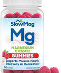 Slowmag Magnesium Citrate Gummies Supports Muscle Health Recovery & Relaxation Natural Berry Flavored 60 Count