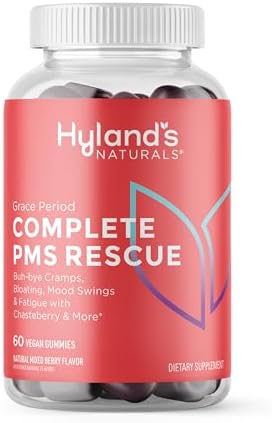 Hyland'S Grace Period Complete Pms Rescue 60 Vegan Gummies With Chasteberry And Dong Quai For Menstrual Support And B6 And B12 For Red Blood Cell Formation