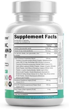 Clean Nutraceuticals Quercetin Zinc Vitamin C Vitamin D Bromelain Elderberry - Lung Immune Support Supplement Adults With Artemisinin, Sea Moss, Echinacea, Allergy Relief