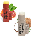 Poppy & Pout Jumbo Lip Balm 2 Pack, All Natural Lip Balms & Moisturizers, Hydrates With Beeswax, Vitamin E, Organic Coconut, Island Coconut & Blood Orange