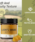 Herbamama Lion'S Mane Gummies - 1000Mg Lion'S Mane Mushroom For Brain Clarity Support - Vegan Non-Gmo Focus Supplement For Adults - 60 Pectin-Based Apple-Flavored Chews