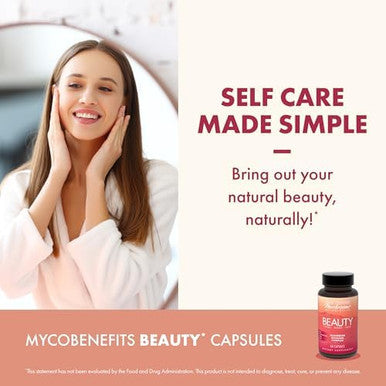 Host Defense Mycobenefits Beauty Capsules Supplement Health Aid Mushroom Supplement With Biotin & Hyaluronic Acid 60 Capsules (30 Servings)