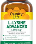 Country Life L-Lysine 1500Mg Capsules With Vitamin D & Elderberry ÃƒÂ¢Ã¢â€šÂ¬Ã¢â‚¬Å“ Advanced Immune Support And Collagen Renewal ÃƒÂ¢Ã¢â€šÂ¬Ã¢â‚¬Å“ Certified Gluten-& Vegan ÃƒÂ¢Ã¢â€šÂ¬Ã¢â‚¬Å“ 180 Capsules