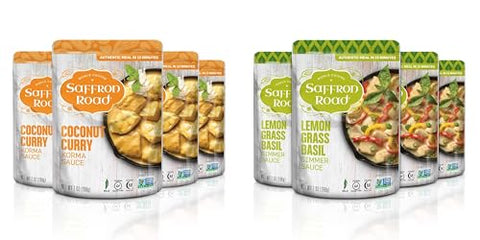 Saffron Road Simmer Sauce Lemongrass Basil & Coconut Curry - Non-GMO, Gluten-Free, Halal, Kosher, Vegan (7 Ounce (Pack of 8))