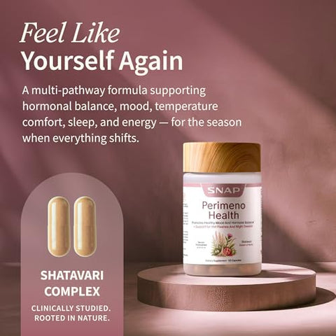 Snap Supplements Perimeno Health Perimenopause Support Supplement For Women Botanical Complex With Shatavari For Hormone Balance And Harmony Mood And Vitality 60 Capsules