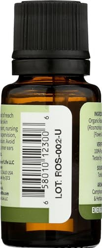 Garden Of Life Essential Oil Rosemary 0.5 Fl Oz (15 Ml) 100 Usda Organic & Pure Undiluted & Non-Gmo - For Diffuser Aromatherapy Meditation - Energizing Stimulating Refreshing Clarifying