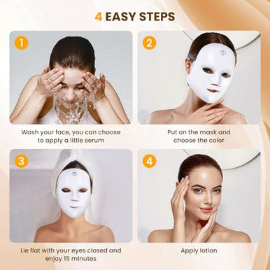 Musewish Red Light Therapy For Face7-1 Colors Led Facial Skin Care Mask Red Light Mask For Face Infrared Light Mask Anti-Aging Wrinkle Acne Rechargeable Portable Home & Travel