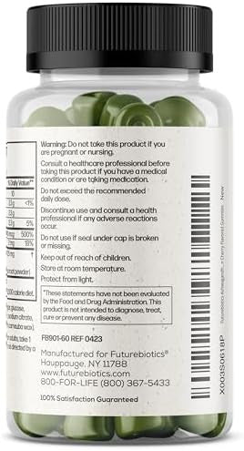 Futurebiotics Ashwagandha Gummies Stress & Mood Support Nongmo 60 Vegan Cherry Flavored Gummies