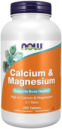 Now Foods Supplements Calcium & Magnesium 2:1 Ratio High Potency Supports Bone Health 250 Tablets