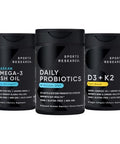 Sports Research Body Wellness Pack - Wild Alaskan Pollock Omega 3 Fish Oil 1250Mg Vegan Probiotics With Prebiotics 60 Billion Cfu 5000 Iu Vitamin D 100Mcg Mk7 Vitamin K