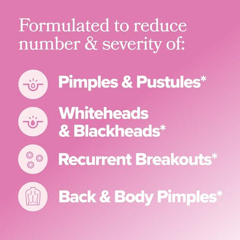 O Positiv Flo Acne Capsules Reduce Number And Severity Of Pimples Whiteheads Blackheads And Pustules On Face Back And Body Colostrum-Derived Lactoferrin Zinc And Vitamin E 30 Servings