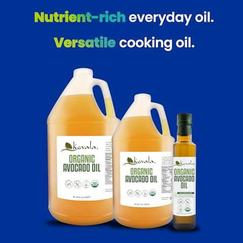 Kevala Organic Avocado Oil - 8.5 oz - 250 ml - Cold Pressed - Avocado Oil for Cooking - Organic Vegetable - High Smoke Point Ã¢â‚¬â€œ For Skin and Hair