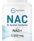 Micro Ingredients Nac With Nad 240 Vegetarian Capsules 1200 Mg Per Serving 2-In-1 N-Acetyl-L-Cysteine With Nicotinamide Adenine Dinucleotide Non-Gmo Cgmp Manufactured