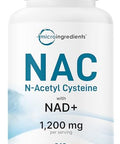 Micro Ingredients Nac With Nad 240 Vegetarian Capsules 1200 Mg Per Serving 2-In-1 N-Acetyl-L-Cysteine With Nicotinamide Adenine Dinucleotide Non-Gmo Cgmp Manufactured
