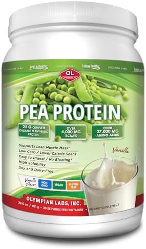 Olympian Labs Plant Based Pea Protein Powder Vanilla 25G Of Protein Vegan Low Net Carbs Gluten Lactose No Sugar Added Soy Nongmo 2 Pound Pea Protein