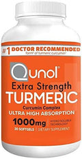 Turmeric Curcumin Softgels Qunol with Ultra High Absorption 1000mg Joint Support Dietary Supplement Extra Strength 30 Softgels