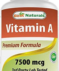 Best Naturals Vitamin A 25000 Iu (7500 Mcg) Nongmo Formula Supports Healthy Vision & Immune System And Healthy Growth & Reproduction 180 Softgels (180 Count (Pack Of 1))