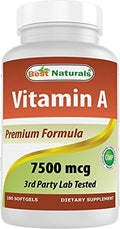 Best Naturals Vitamin A 25000 Iu (7500 Mcg) Nongmo Formula Supports Healthy Vision & Immune System And Healthy Growth & Reproduction 180 Softgels (180 Count (Pack Of 1))