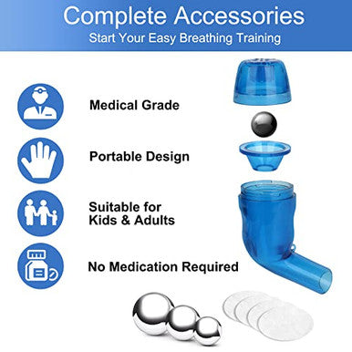 Giyosk Breathing Exercise Device For Lungs Mucus Removal Flutter Flutter Valve Mucus Removal Device With A Set Of Accessories Breathing Trainer For Lung Cleanse(Blue)