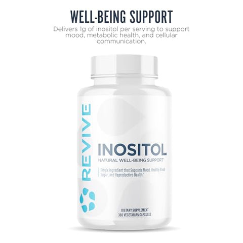 Revive MD Inositol Supplement for Men and Women Mood Support Hormonal Balance Healthy Blood Sugar and Reproductive Health VeganFriendly GlutenFree 360 Vegetarian Capsules