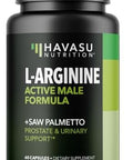 Larginine 500Mg And Saw Palmetto 500Mg Nitric Oxide And Prostate Health Supplements For Men 60 Count Endurance And Urinary Tract Function Support 1 Month Supply Vegan Nongmo Capsules