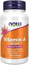 Now Supplements Vitamin A (Fish Liver Oil) 25000 Iu Essential Nutrition 250 Softgels