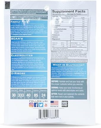 Ryno Power Hydration Fuel Electrolyte Drink Mix Single Caddy (12 Servings) 'Fruit Punch' Advanced Electrolyte Formula + Bcaa'S Gluten Sustained Energy And Muscle Recovery