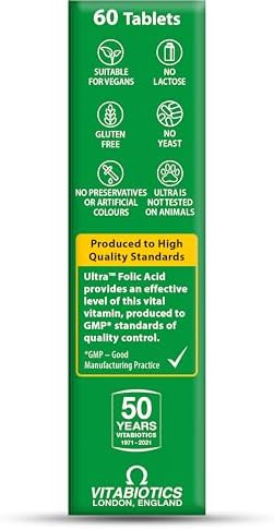 Vitabiotics Ultra Folic Acid 400ug with Vitamin B12. 60 Tablets