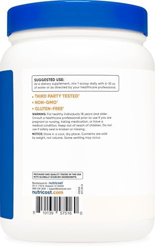 Nutricost Calcium Citrate Powder (500 Grams) (Unflavored) Pure Calcium Citrate No Fillers Gluten (1.1Lbs)