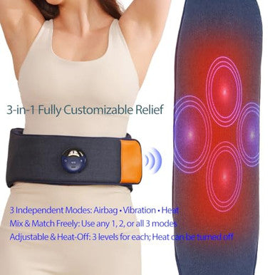 Asopal Heated Lumbar Massager With Inflatable Airbag Support Vibration & Heat 3 Independent Modes Lower Back Massager Cordless Rechargeable Remote Control For Sore Muscle Relaxation And Daily Comfort
