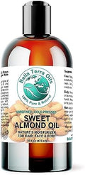 Bella Terra Oils - Organic Sweet Almond Oil 16 Oz - Harnessing Almond'S Rich Vitamin A & B Profile Cold-Pressed Ideal For Radiant Skin